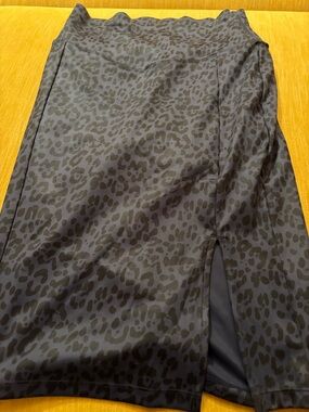 Blue Leopard Print split skirt